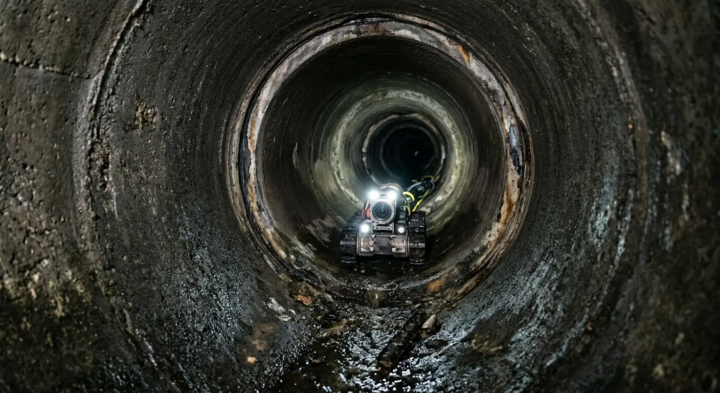 Robotic sewer camera inspecting pipe interior for Drain Snake Service in Middletown